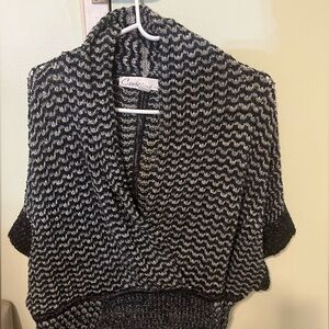 Chic Black and White Cowl Neck Sweater